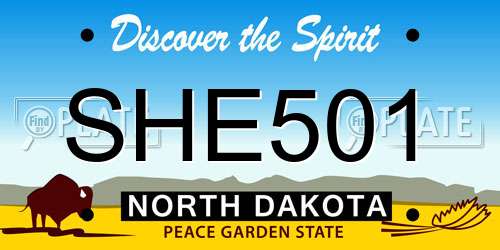 SHE501 North Dakota License Plate