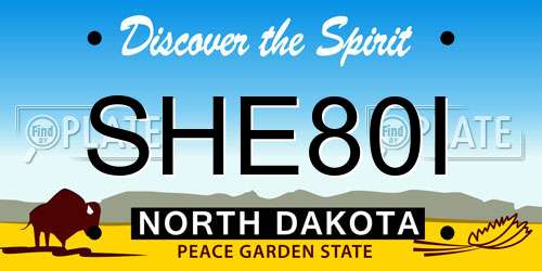 SHE80I North Dakota License Plate