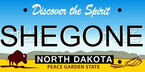 SHEGONE North Dakota License Plate