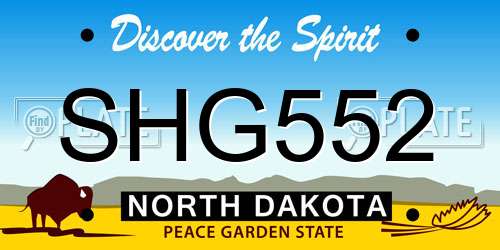 SHG552 North Dakota License Plate