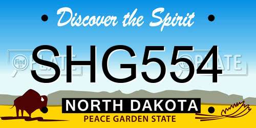 SHG554 North Dakota License Plate