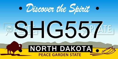 SHG557 North Dakota License Plate