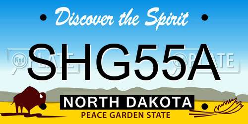 SHG55A North Dakota License Plate