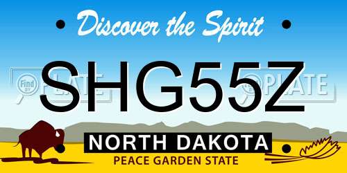 SHG55Z North Dakota License Plate