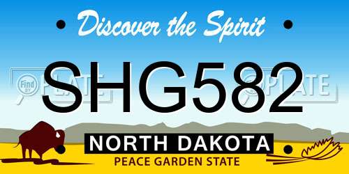 SHG582 North Dakota License Plate