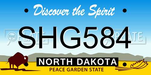 SHG584 North Dakota License Plate