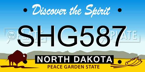 SHG587 North Dakota License Plate