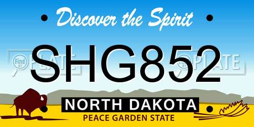 SHG852 North Dakota License Plate