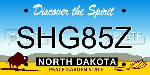 SHG85Z North Dakota License Plate