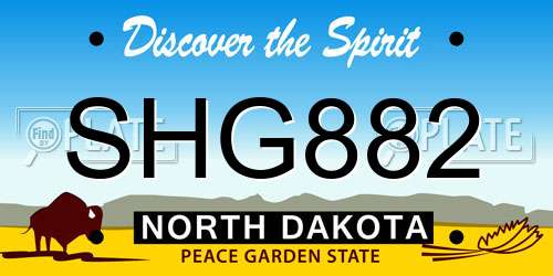 SHG882 North Dakota License Plate