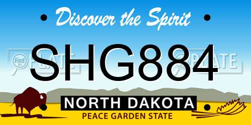 SHG884 North Dakota License Plate