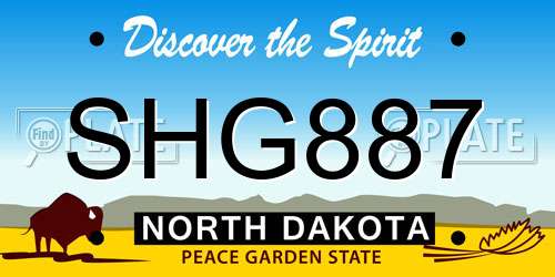 SHG887 North Dakota License Plate