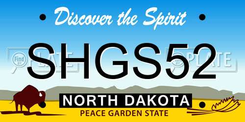 SHGS52 North Dakota License Plate