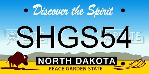 SHGS54 North Dakota License Plate