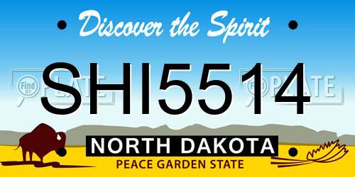 SHI5514 North Dakota License Plate