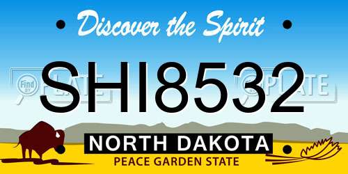 SHI8532 North Dakota License Plate