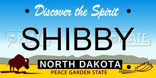 SHIBBY North Dakota License Plate