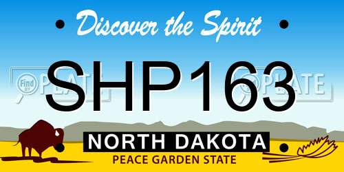 SHP163 North Dakota License Plate