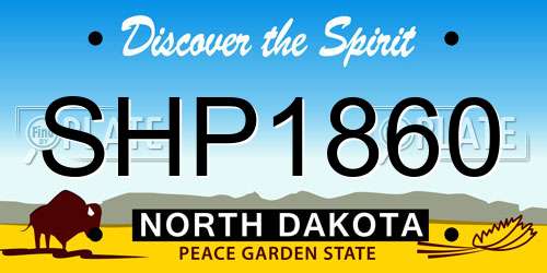 SHP1860 North Dakota License Plate