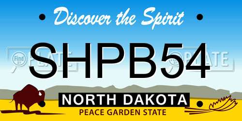 SHPB54 North Dakota License Plate