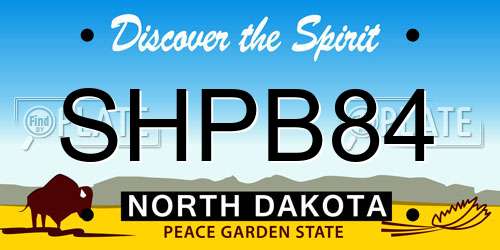 SHPB84 North Dakota License Plate