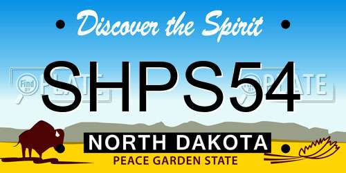 SHPS54 North Dakota License Plate