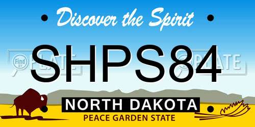 SHPS84 North Dakota License Plate