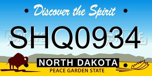 SHQ0934 North Dakota License Plate