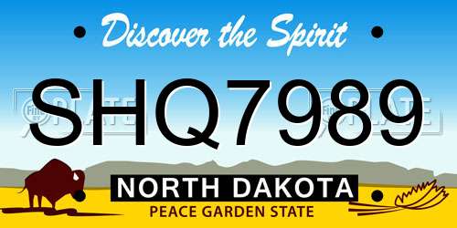 SHQ7989 North Dakota License Plate