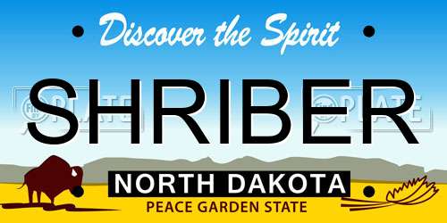 SHRIBER North Dakota License Plate