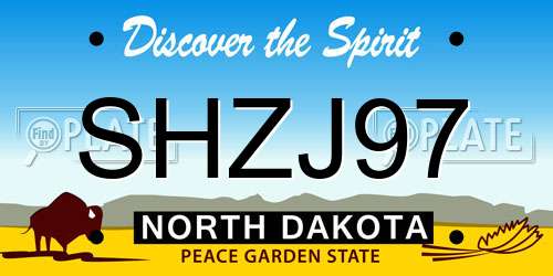 SHZJ97 North Dakota License Plate