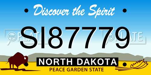 SI87779 North Dakota License Plate