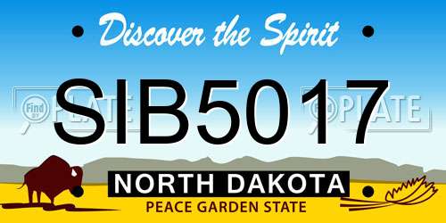 SIB5017 North Dakota License Plate