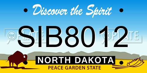 SIB8012 North Dakota License Plate