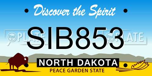 SIB853 North Dakota License Plate
