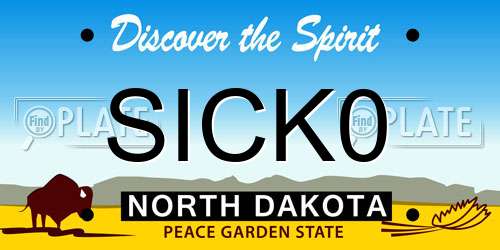 SICK0 North Dakota License Plate