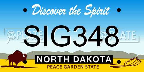 SIG348 North Dakota License Plate