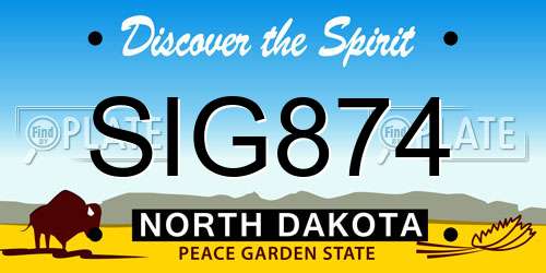 SIG874 North Dakota License Plate