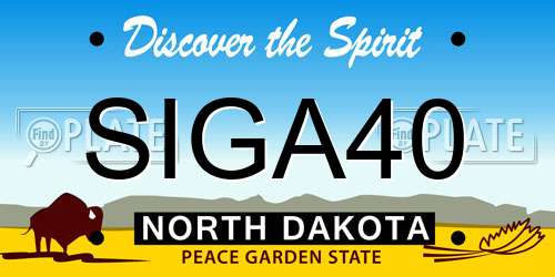SIGA40 North Dakota License Plate
