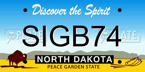 SIGB74 North Dakota License Plate