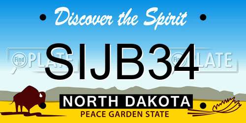 SIJB34 North Dakota License Plate