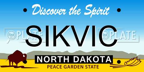 SIKVIC North Dakota License Plate