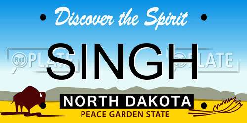 SINGH North Dakota License Plate