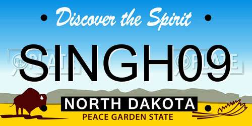 SINGH09 North Dakota License Plate