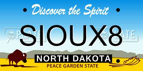 SIOUX8 North Dakota License Plate