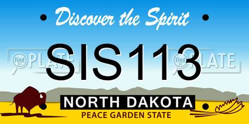 SIS113 North Dakota License Plate