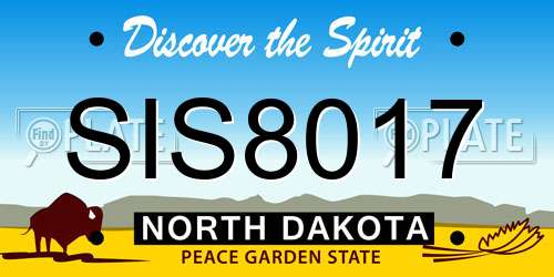 SIS8017 North Dakota License Plate