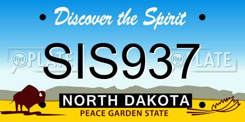 SIS937 North Dakota License Plate