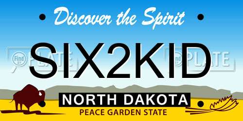 SIX2KID North Dakota License Plate