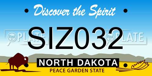 SIZ032 North Dakota License Plate